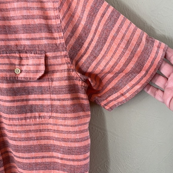 Old Navy Men’s Slim Fit Salmon Linen Blend Button-down Short Sleeve Size Large - Picture 4 of 10